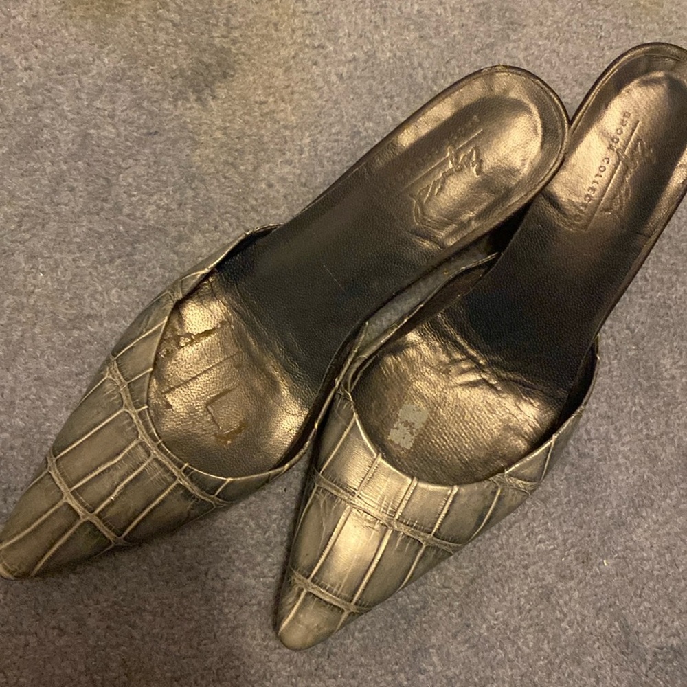 Brock collection pair of mules in dark blue color and size 10.